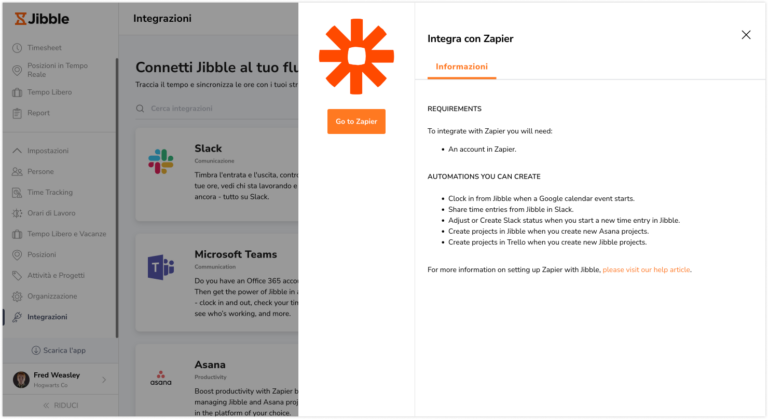 Integration zapier